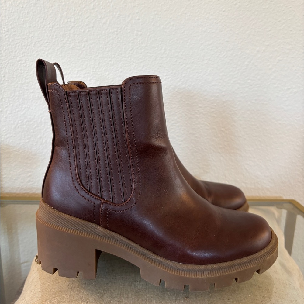 Target Brown Ankle Boots with Elastic Panels